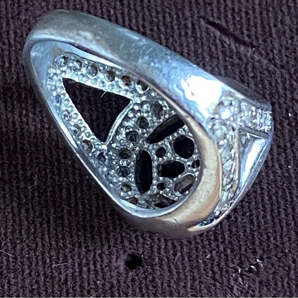 Estate Sterling Silver Round CZ Rhinestone Cubic Zirconia Mandala Wheel Ring 7 - Picture 9 of 11